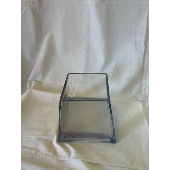 Modern Clear Glass Vase Geometric Design 6" Tall For Home Or Office Decor - Picture 1 of 2
